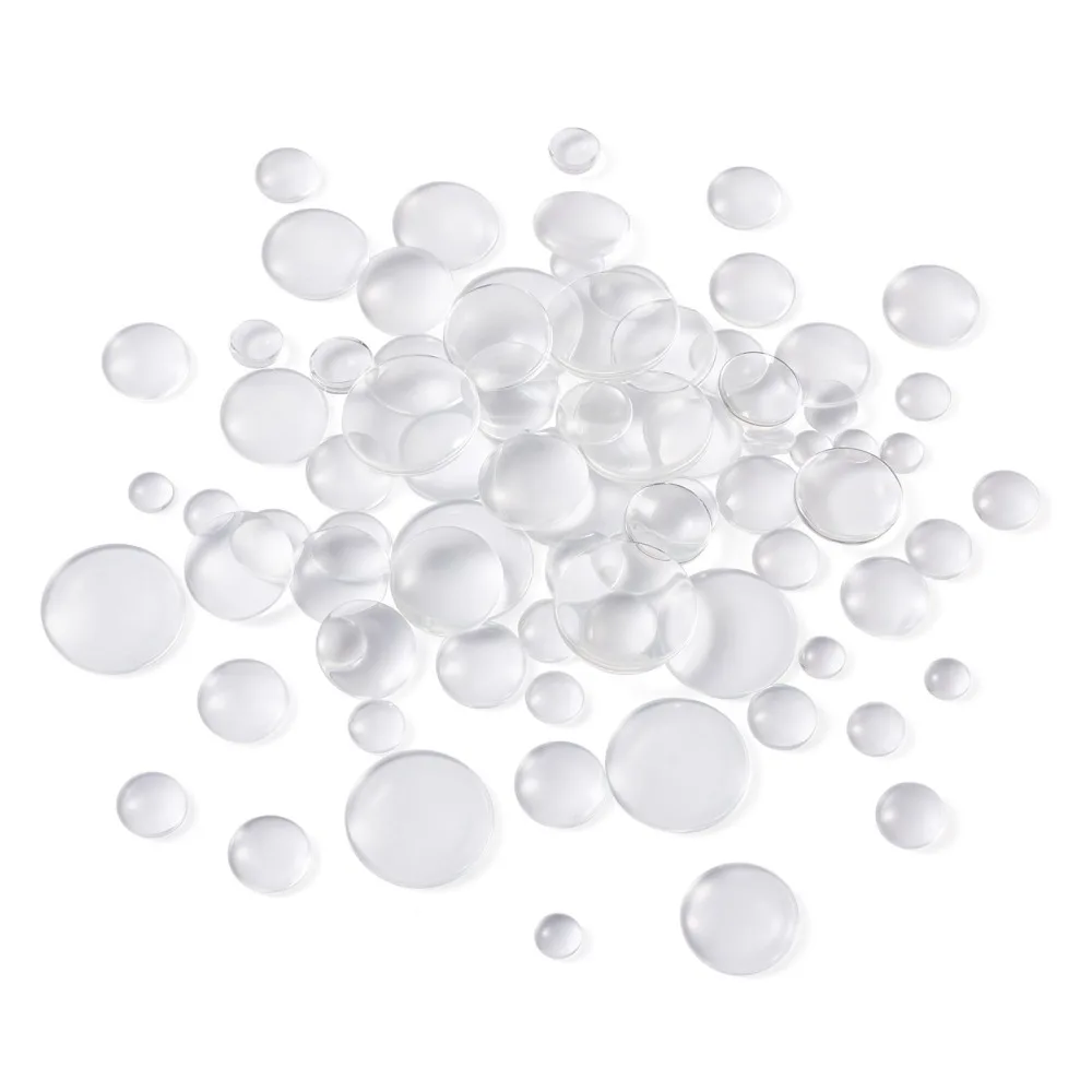 

160Pcs 7.5-25mm Transparent Round Flat Back Glass Dome Cabochon for Cameo Bracelet Necklace Pendant Jewelry Making