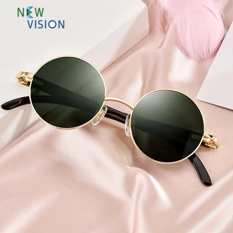 High Quality Retro Round Full Frame Buffalo Horn Sunglasses Fashion Classic Natural Black Cow Horn Leg Outdoor UV400 Sun Glasses