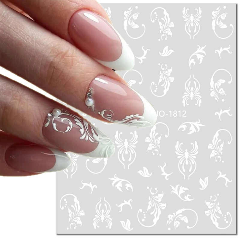 3d Nail Art Decals Black White Gold Silver Geometric Line Laces Flowers Adhesive Sliders Nail Stickers Decoration For Manicure