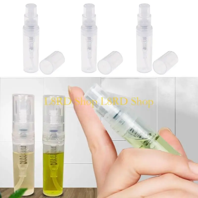 

L8RD 100Pcs 3ml Mini Clear Plastic Refillable Bottle Portable Mouthwash Sample Vial Cosmetic Atomizer Liquid for
