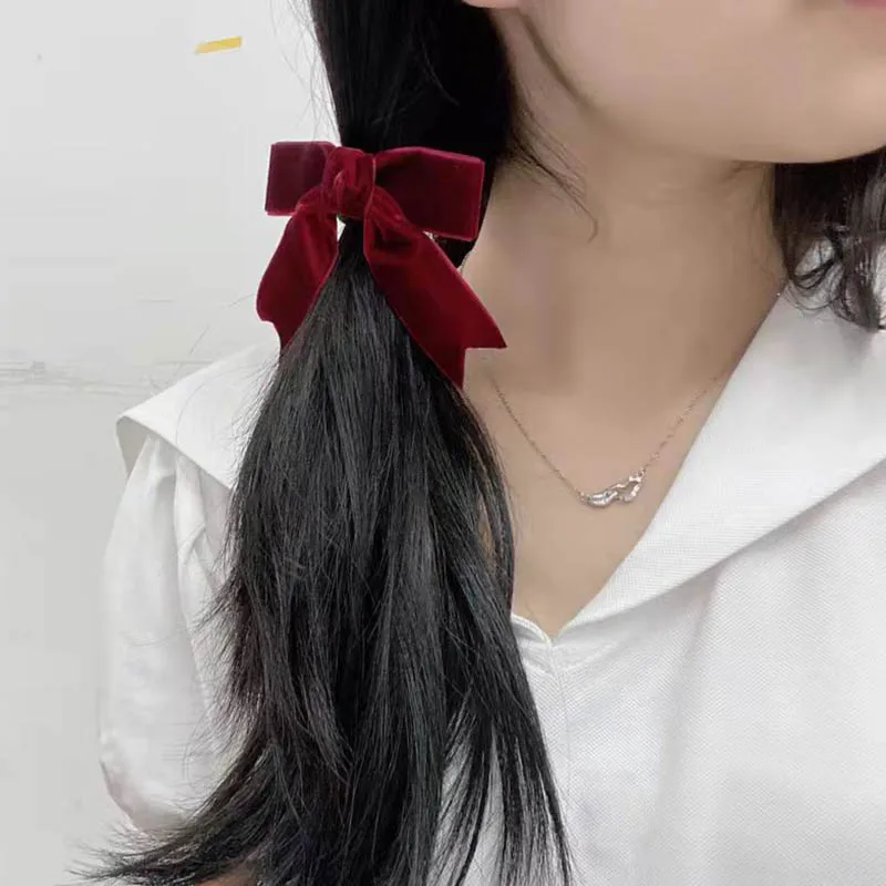 Épingle à cheveux japonaise en velours, double queue de cheval, accessoires pour fille, Lolita