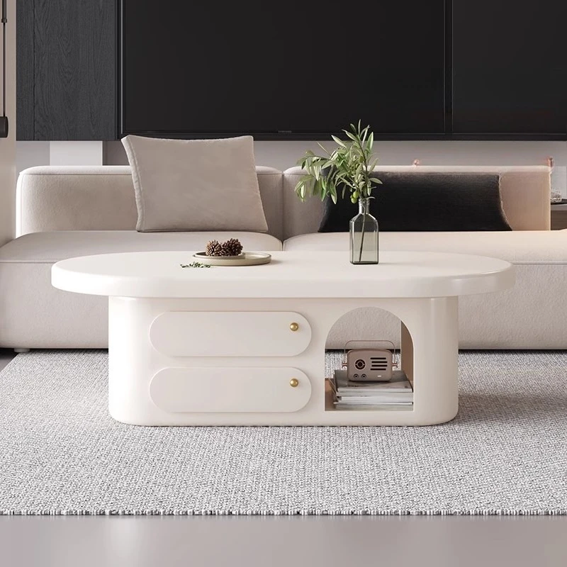 

French solid wood coffee table cream style household living room home modern side table simple round журнальный столик furniture