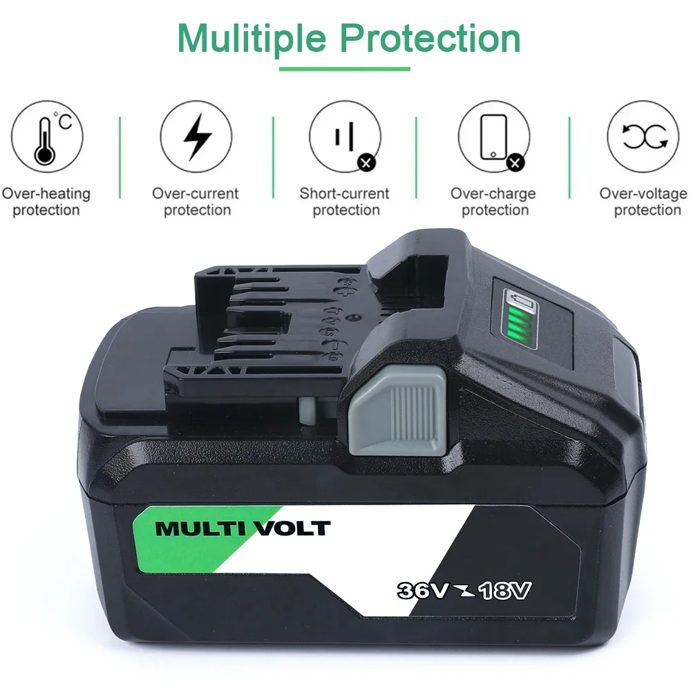 BSL36A18 18V/36V MultiVolt Li-Ion Slide Battery & Replacement Rapid Charger UC18YFSL for Hitachi BSL1830 BSL1815 BSL1840 BSL1850