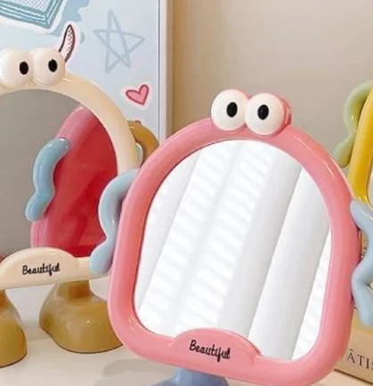 Große Augen Make-up-Spiegel, dekorative Spiegel, Desktop-Schlafzimmer, Zuhause, Studentenwohnheim, tragbarer kleiner Spiegel, verstellbarer Winkel, Geschenk