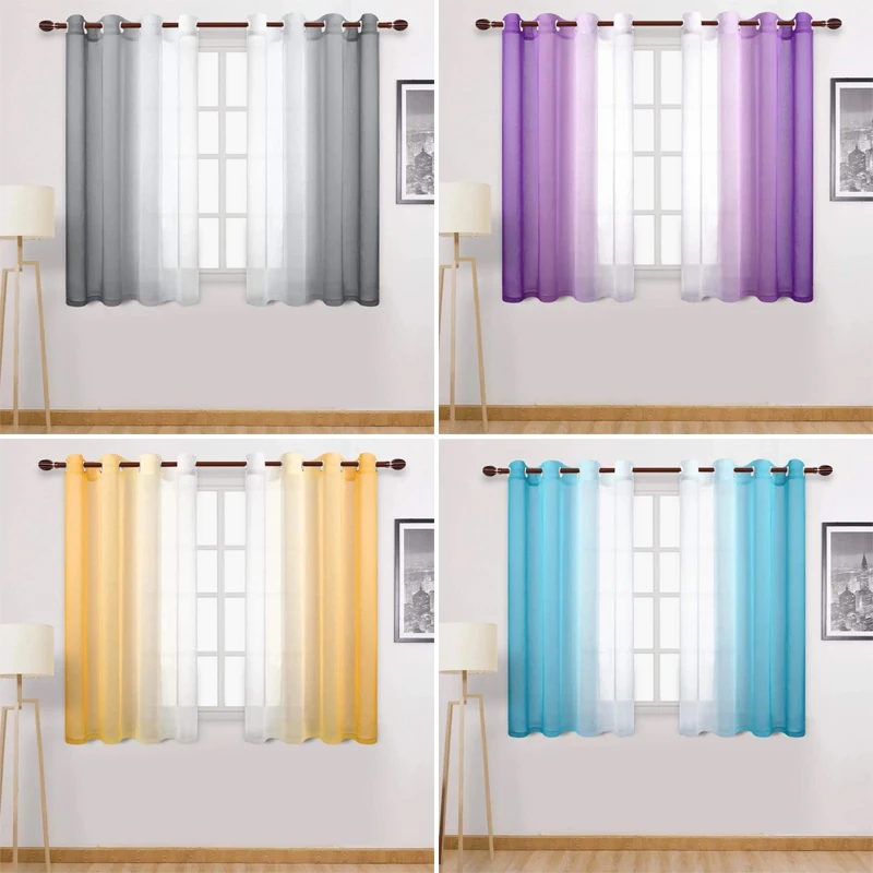 Blackout Curtains for Bedroom Faux Grommet Light Filtering Semi Sheer Gradient Window Curtain Living Room Heat Blocking 커튼 шторы