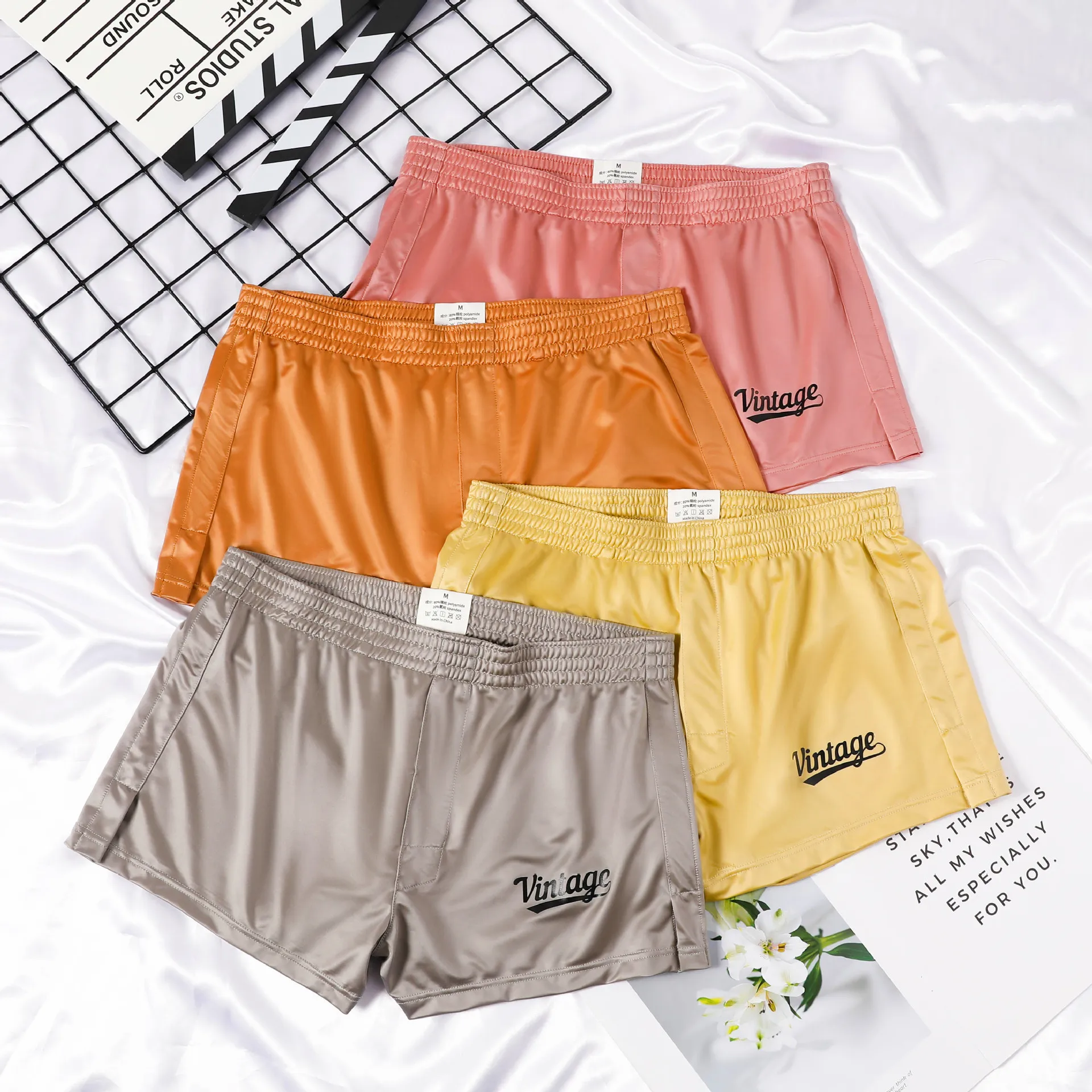 EURサイズ メンズ アイスシルク アロー パンツ 高級サテン クール ボクサーショーツ パンツ 男性 夏 薄手 ゆったり 通気性 パジャマ 下着