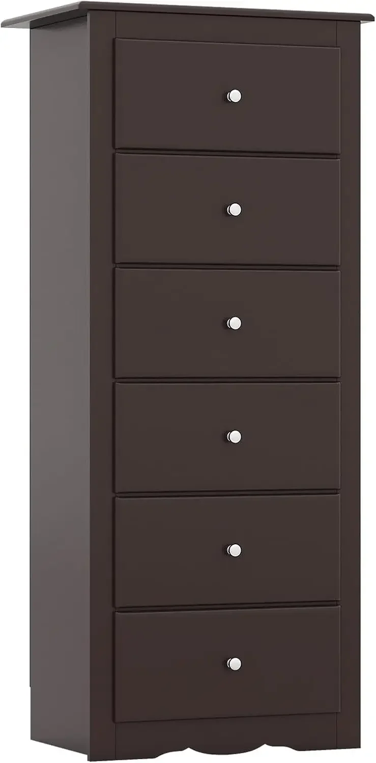 USA Stock6-Drawer Dresser for Bedroom, Wooden Chest of Drawers w/Metal Handles & Large Capacity, 16