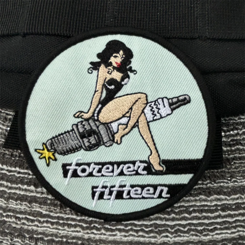 Forever Fifteen Girl Patch Embroidery on Clothes Sexy Beauty Morale Badge Military Tactical Patches Backpack Hook and Loop