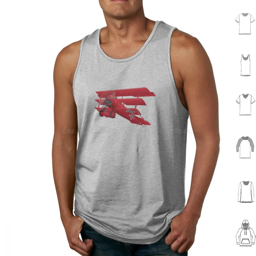 Dr-1 Red Baron Triplane Wwi Warbird Tank Tops Print Cotton Ace Aeronautics Air Airplane Airshow Aviation Baron
