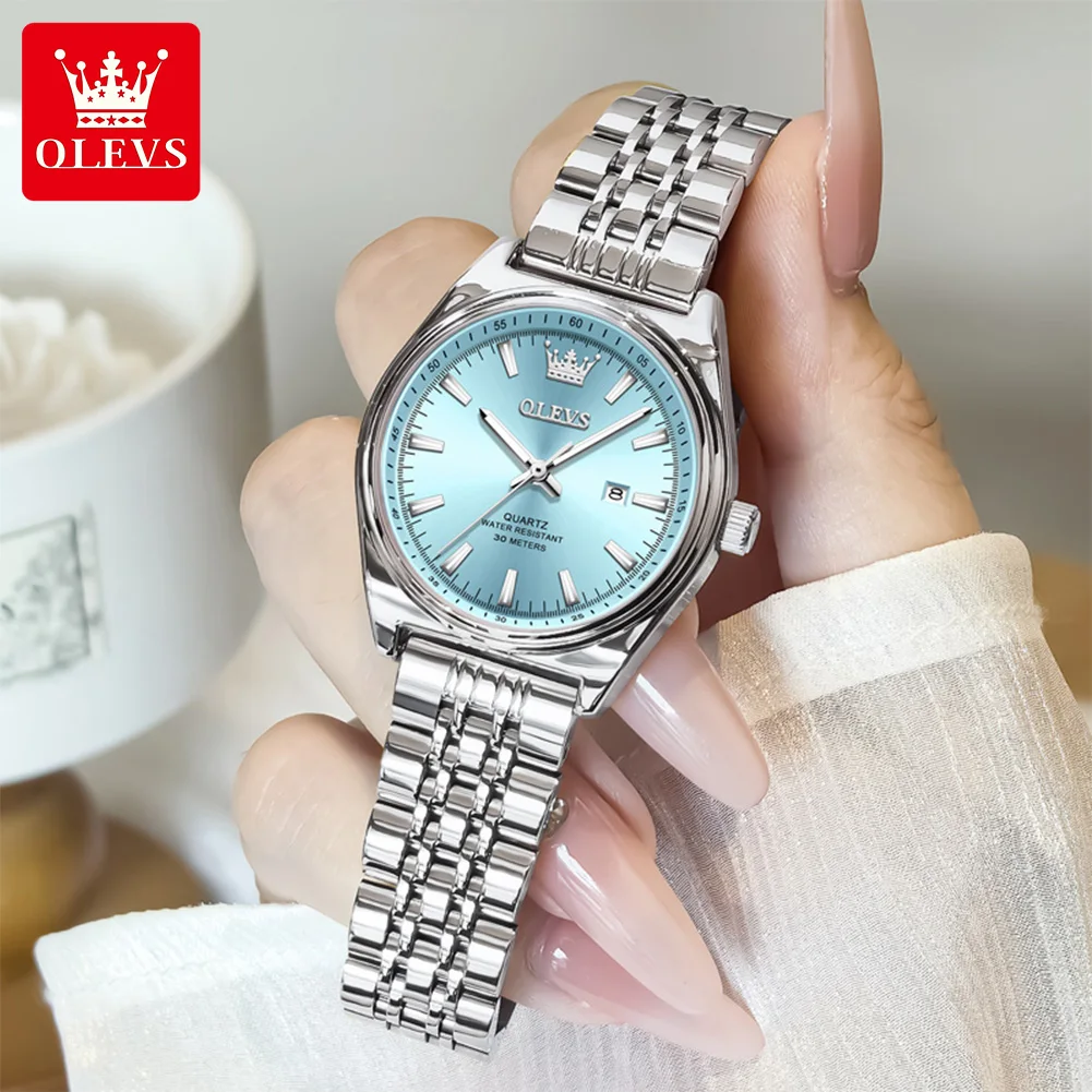 OLEVS Orologi da donna Orologio al quarzo originale di lusso elegante delle migliori marche per signora Acciaio inossidabile Impermeabile Data luminosa Tendenza Nuovo