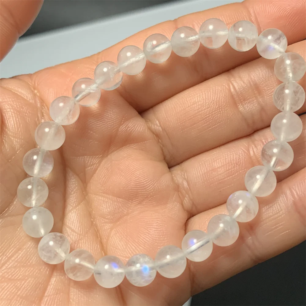 

Only 1Piece Welfare Price Natural Blue Light Moonstone Bracelets for Women Soft Moon Stones Beads Strand Bracelet More Beautiful