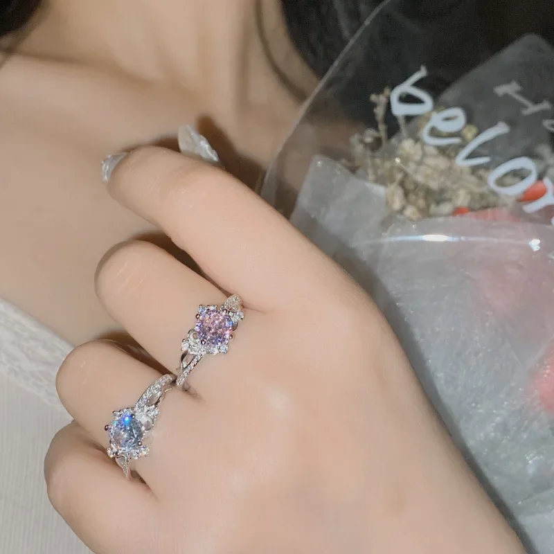 MDLFES Moiss1n الماس نمط الأصلي المتخصصة زهرة الأميرة الزفاف الفرقة 18K مايكرو تمهيد بريليانس