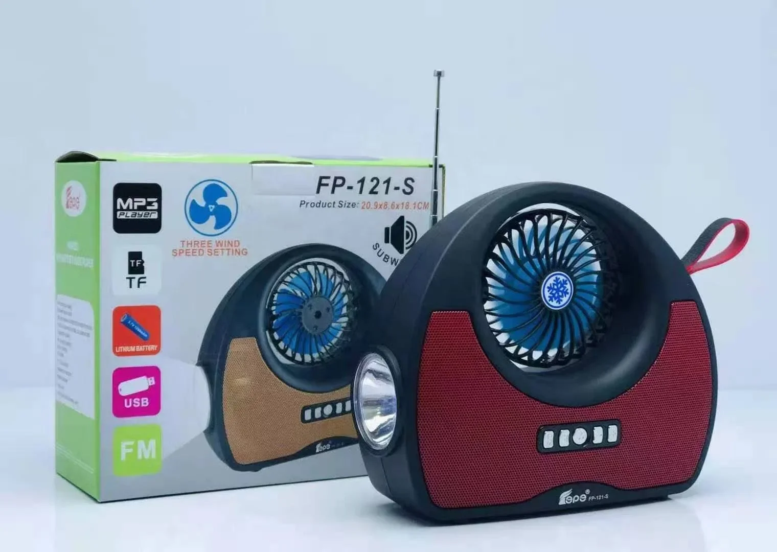 FEPE FP-121-S Rechargeable Wireless Portable Outside Mp3 Music Player With Fm Radio With Fan