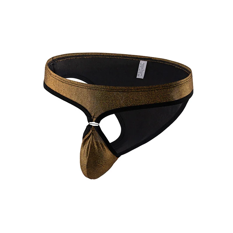 Shiny Glossy Brief for Men Sexy U Convex Pouch Hifh Fork Tanga Metal Buckle Exposed Buttocks Underpants Homme Porn String Bikini
