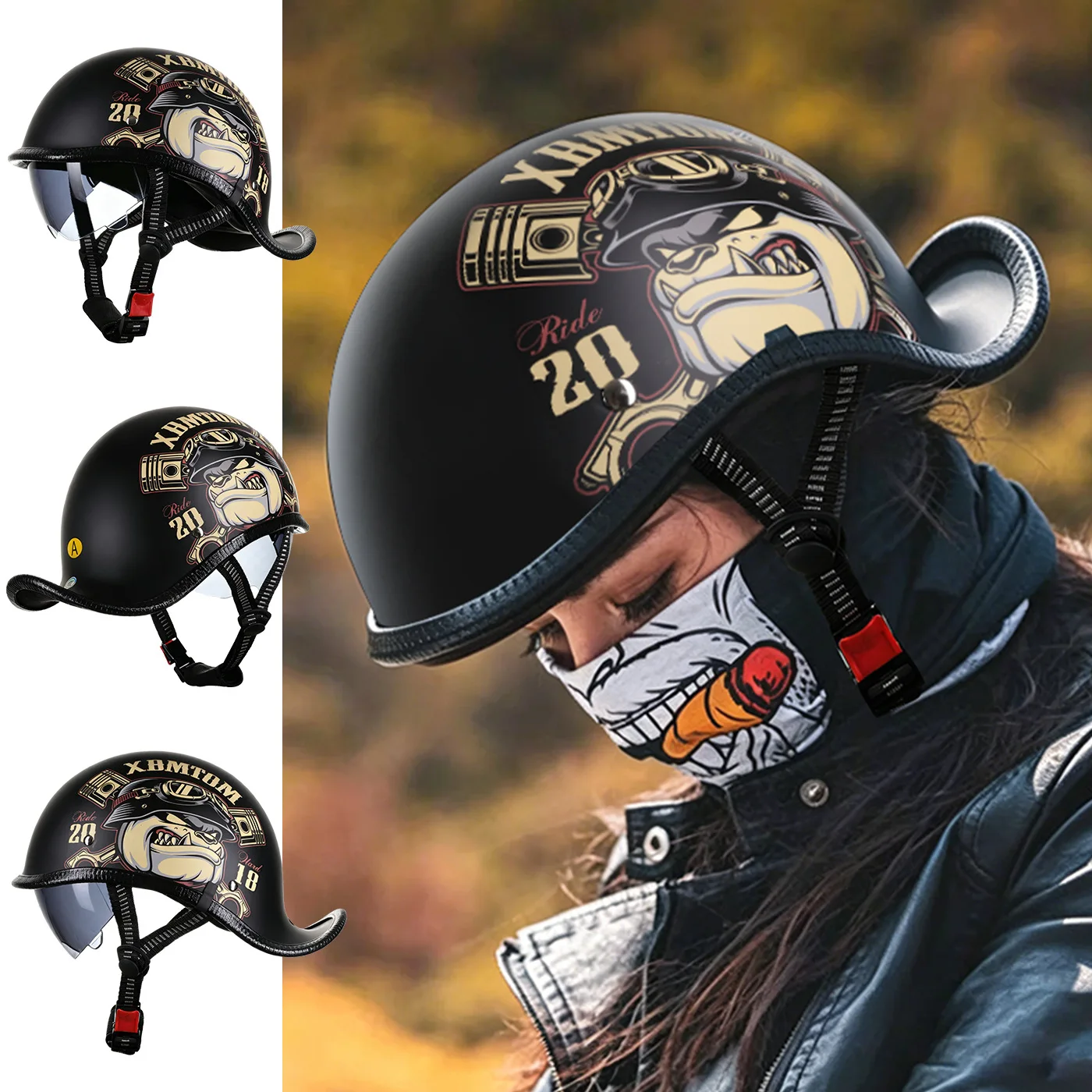 Cascos de Motocicleta Retro pa - Lens Cap Vintage reseña y precio