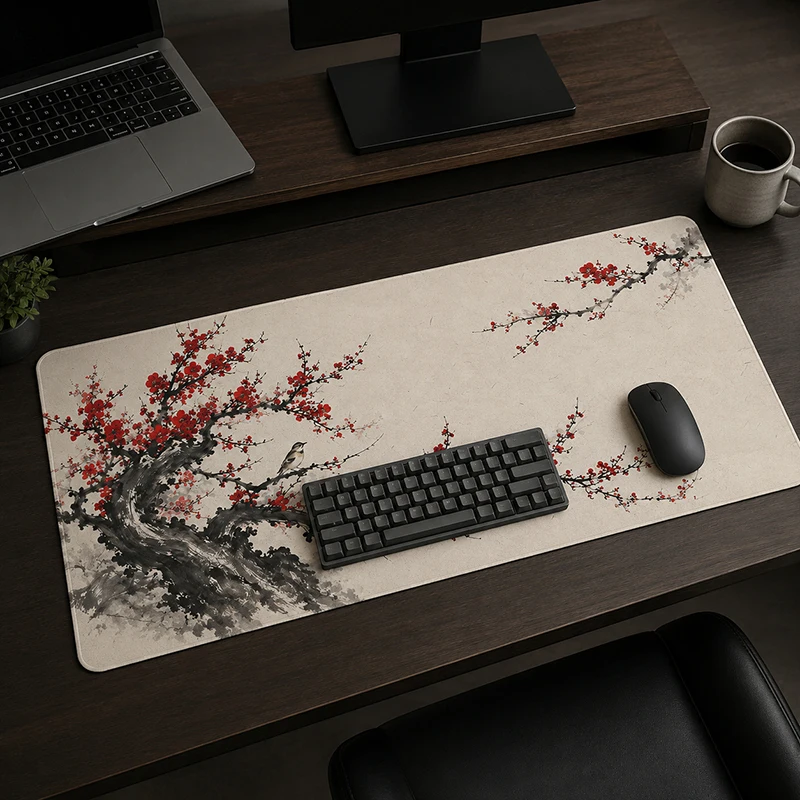 Red Plum Blossoms Mouse Pad Gaming XL Large New Home Mousepad XXL keyboard pad Natural Rubber Carpet Office Laptop Mouse Mats