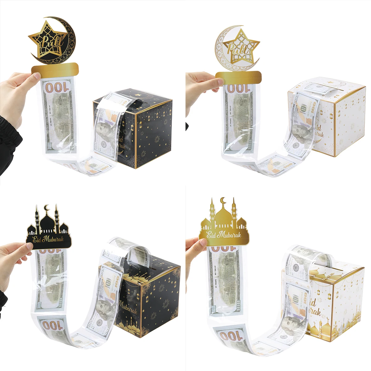 1set Ramadan Kareem Cash Gift Boxes Muslim Ramadan Pouches Decor for Home 2025 Kids Favor Eid Al Fitr Packages Party Supplies