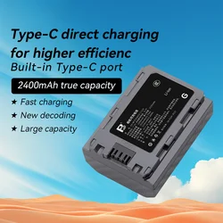FB NP-FZ100 Type-C Camera Battery with USB-C Fast Charging Port for Sony A7M4 A7R4 A7M3 A7R3 A7S3 A73 A7R5 A6600 FX30 A9M2 ZV-E1