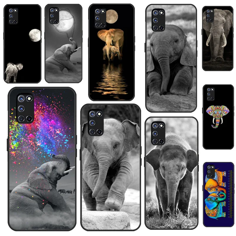 Baby Elephant Moon For OPPO A72 A52 A5 A9 2020 A31 A53 A15 A91 Find X3 Pro Reno 2 Z F5 F7 A3S A5S Phone Case