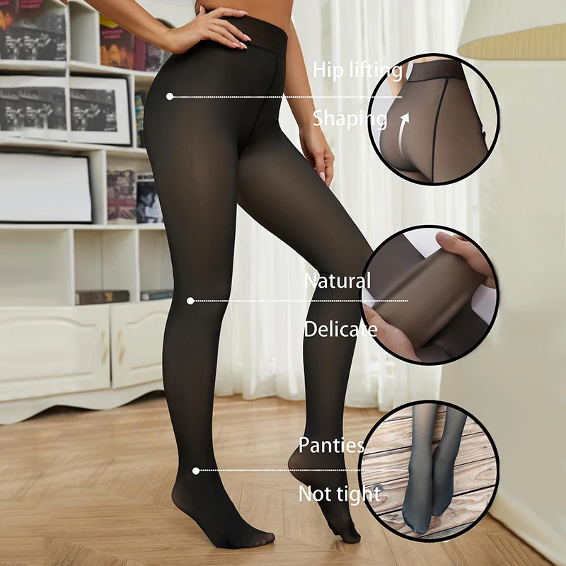 Kave 300g Fleece Lined Winter Warm Leggings for Women Thick Thermal Velvet Tights Control Top Panty Hose Opaque Tights Pantyhose
