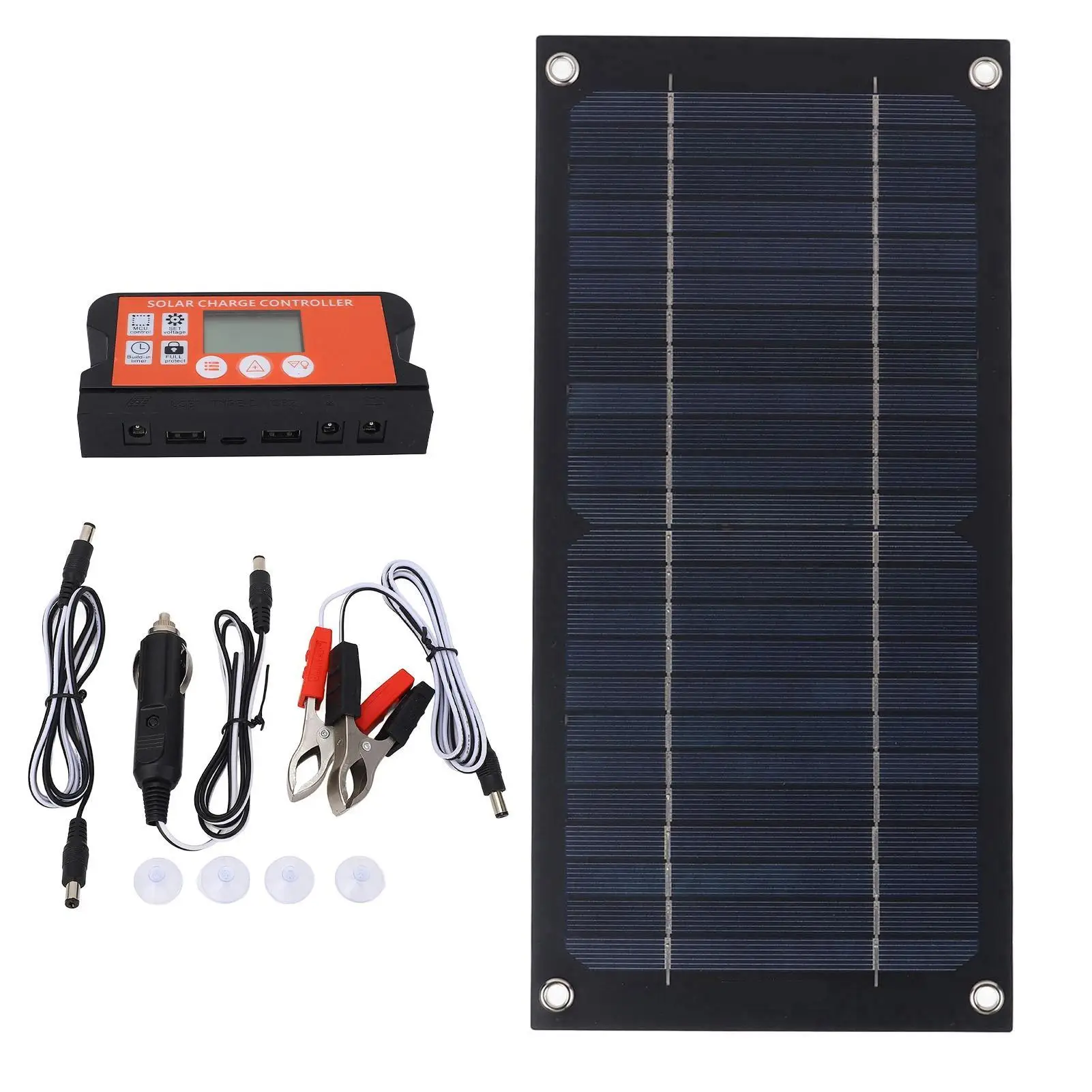 

High-Efficiency 600W Monocrystalline Solar Panel Kit – 100A Controller + Extension Cable/Battery Clip for RV & Camping