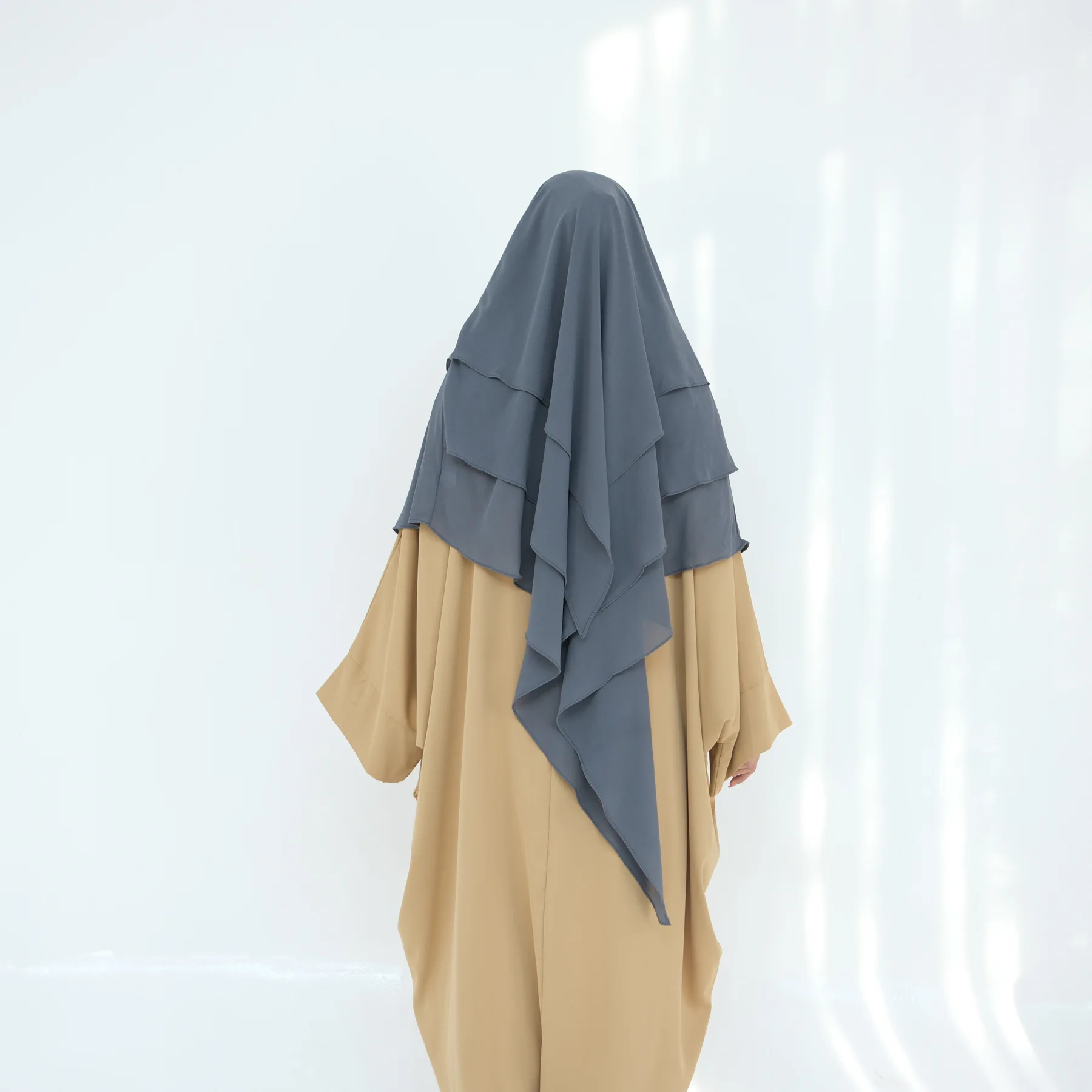 Eid gasa Hijab largo Khimar 2 capas prenda de oración musulmán largo Headdcarf mujeres una pieza Jubha Hijabs Musulman Dejellab 2025