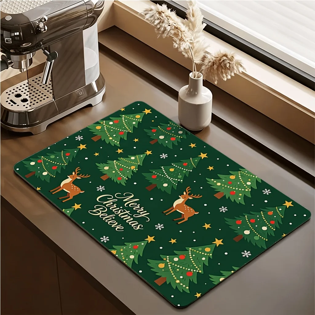 Espresso Machine Mat Retro Coffee Island Star Design Kitchen Bar Counter Absorbent Mug Spill Waterproof Protection Pad