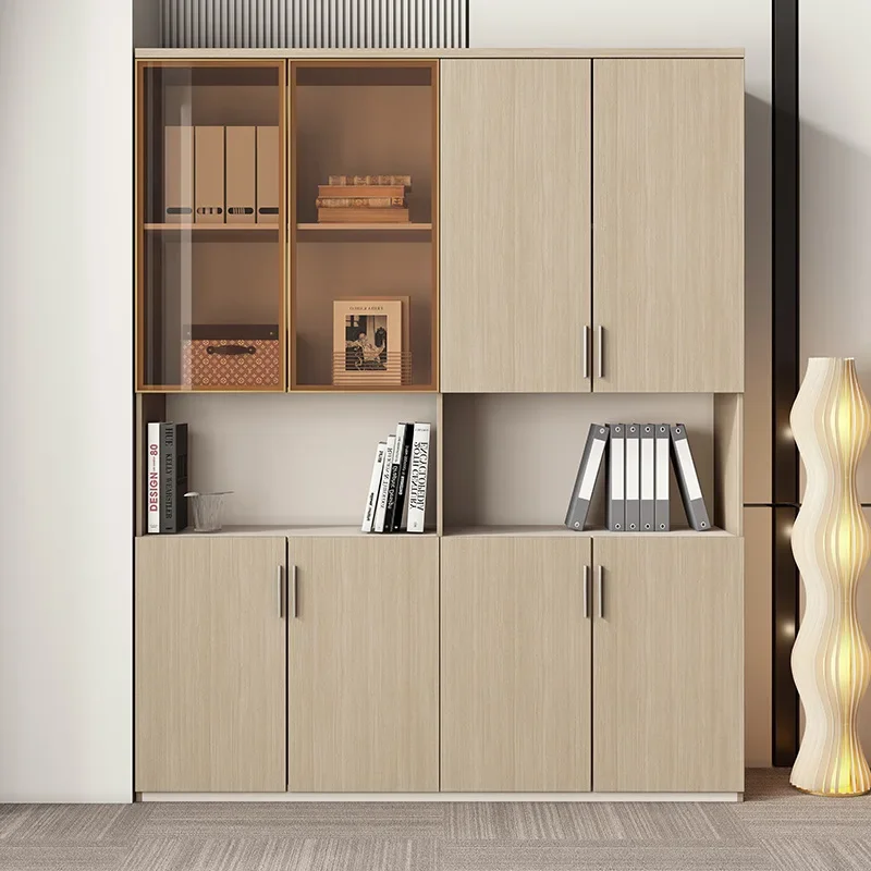File cabinets, data cabinets, wooden simple modern office building, long , glass with locks, office file