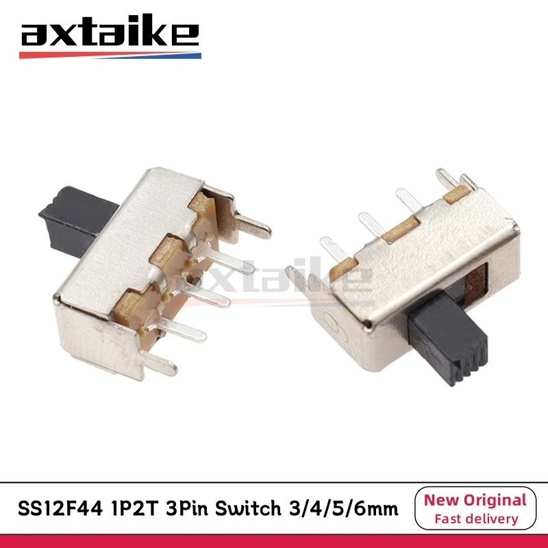 

20PCS SS12F44 1P2T 3Pin Switch SS-12F44G3/4/5/6 Single Row Vertical Toggle Switch Handle Length 3mm 4mm 5mm 6mm 300mA 50VDC 5Pin