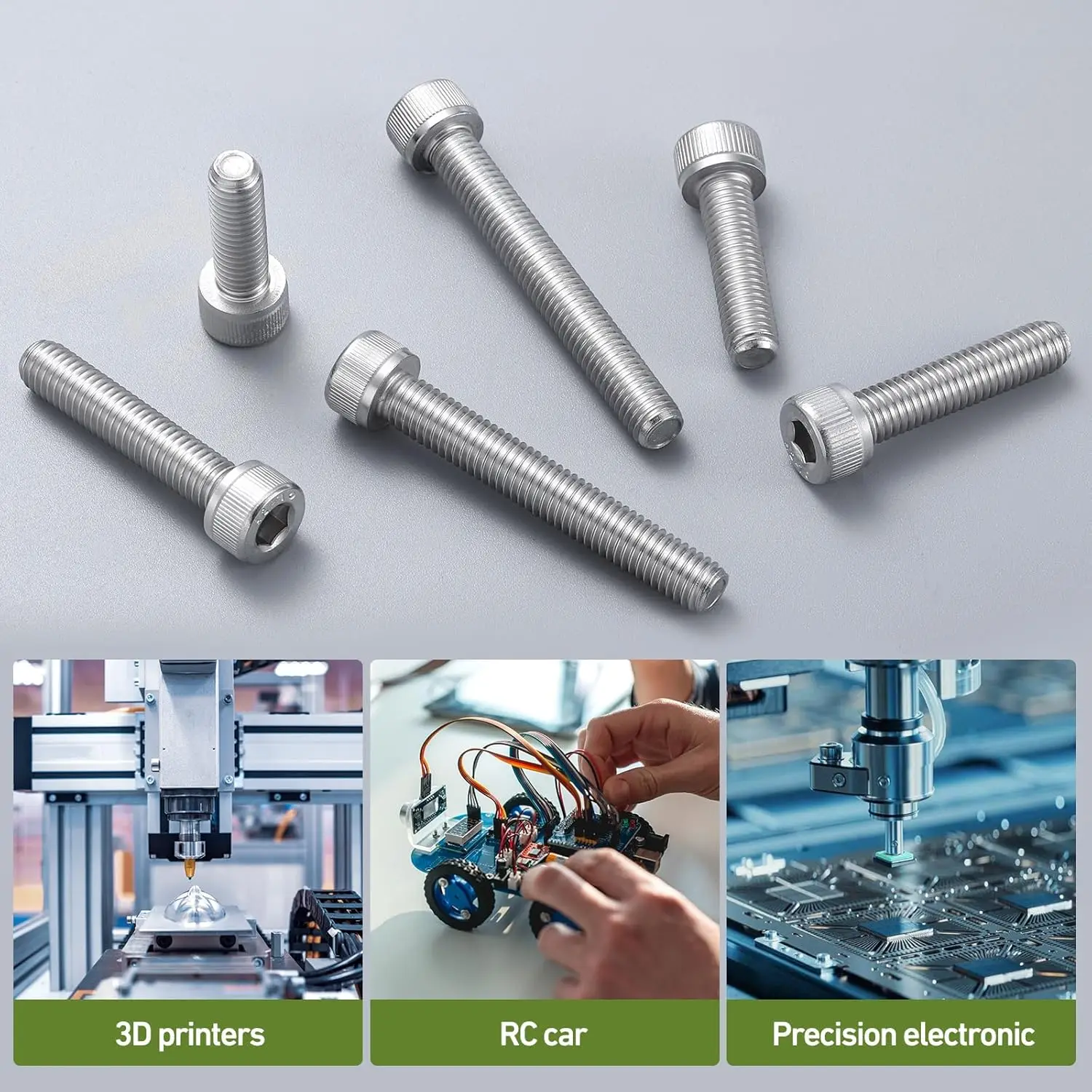 Picture 5: 200pcs M4 Screw Kit Hex Socket Head Cap Screws Nuts Assortment Kit, 304 Stainless Steel Metric Bolts for DIY, 3D Printer