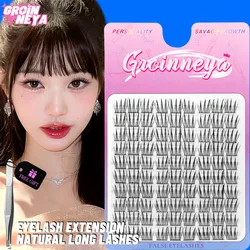 GROINNEYA Cluster Lashes Natural Eyelash extension Volume Individual Lashes Mixed Tray Lashes Cluster Natural DIY Eyelashes