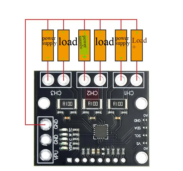 MCU-3221 INA3221 Dreikanaliger Low-/High-Side-I2C-Ausgangsstrom-/Leistungsmonitor – Detail 4