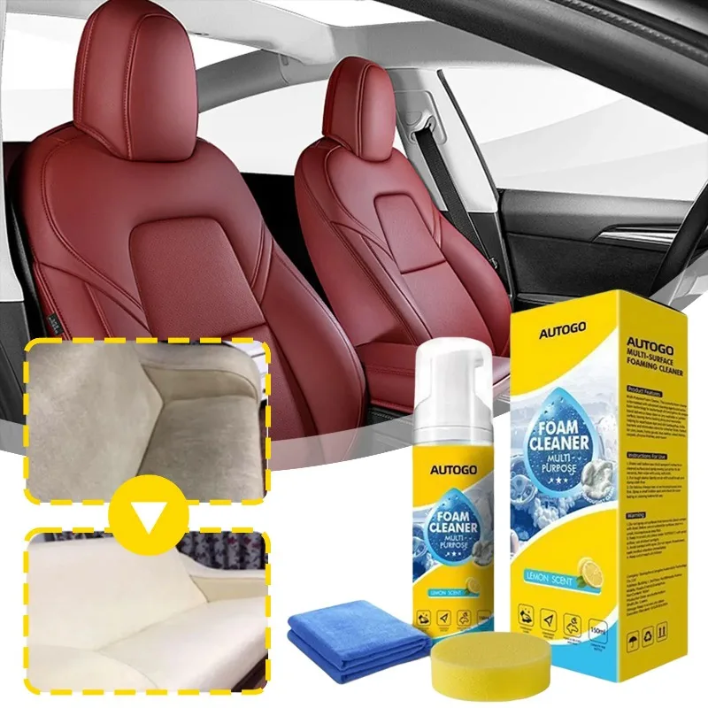 Multipurpose Foam Cleaner For Car Interior Foam Cleaner With Sponge Leather Seats White Shoes Stain Remover Non-Rinse Foam