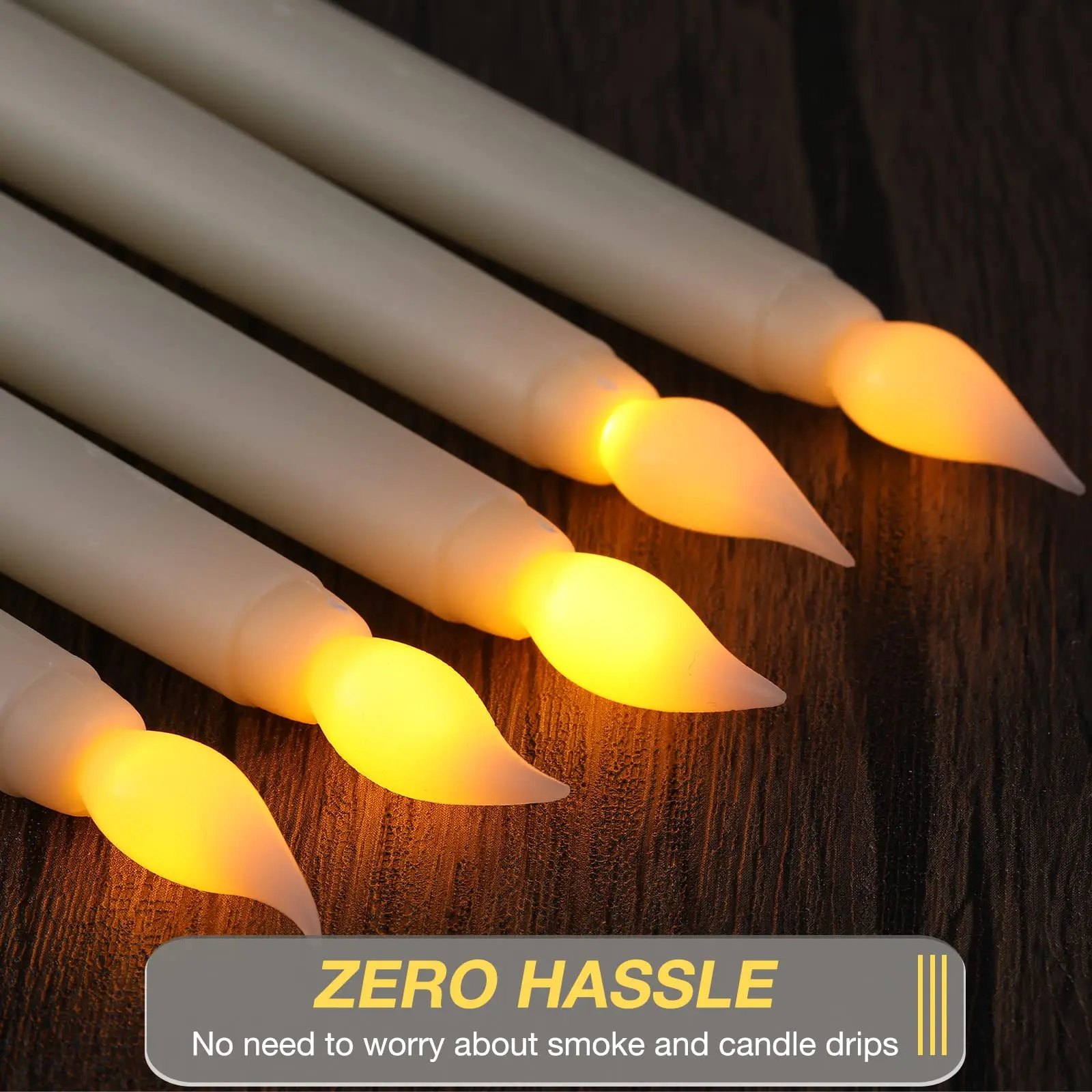 12-120Pcs LED Taper Candles Wedding Flickering Candles Battery Powered Flameless Candles with Timer Christmas/Dinner Decor