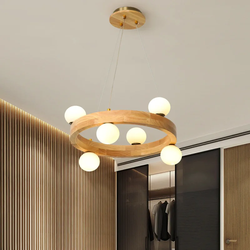 Nordic Italian Style Modern Minimalist Parlour Decoration 80cm Black Walnut Ring Chandelier Available for Restaurants and Hotels