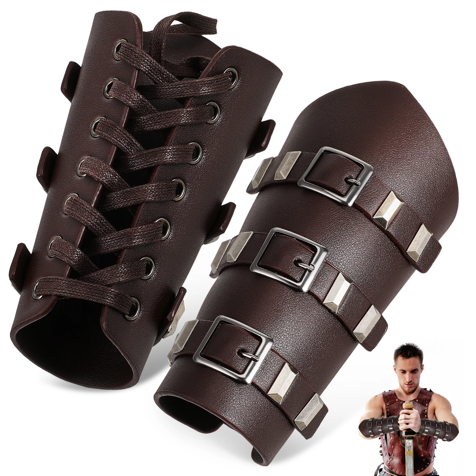 

2pcs Hardware Medieval Medieval Costume Arm Guard Guard Wrist Guards Men Bracers Costume Metal Arm Protection Accessories