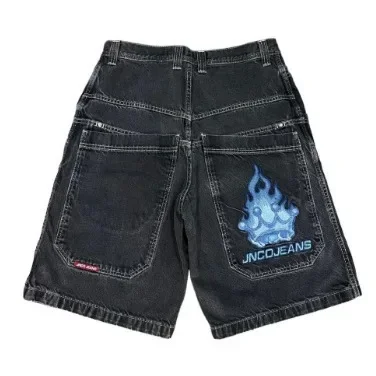 Hip Hop 2024 Summer Y2K Pocket Baggy Denim Gym Shorts Mens Gothic Men Basketball Shorts Harajuku Gothic Retro Street Wear