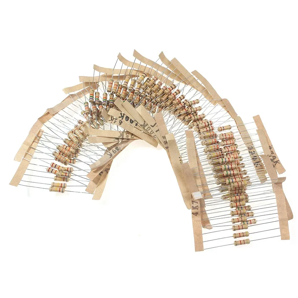 200-480PCS 1W Carbon Film Resistor Set 1K-820K 1K-2M 10R-1M 0.1R-750R Ohm 5% Color Ring Resistance DIY Electronic Components Kit