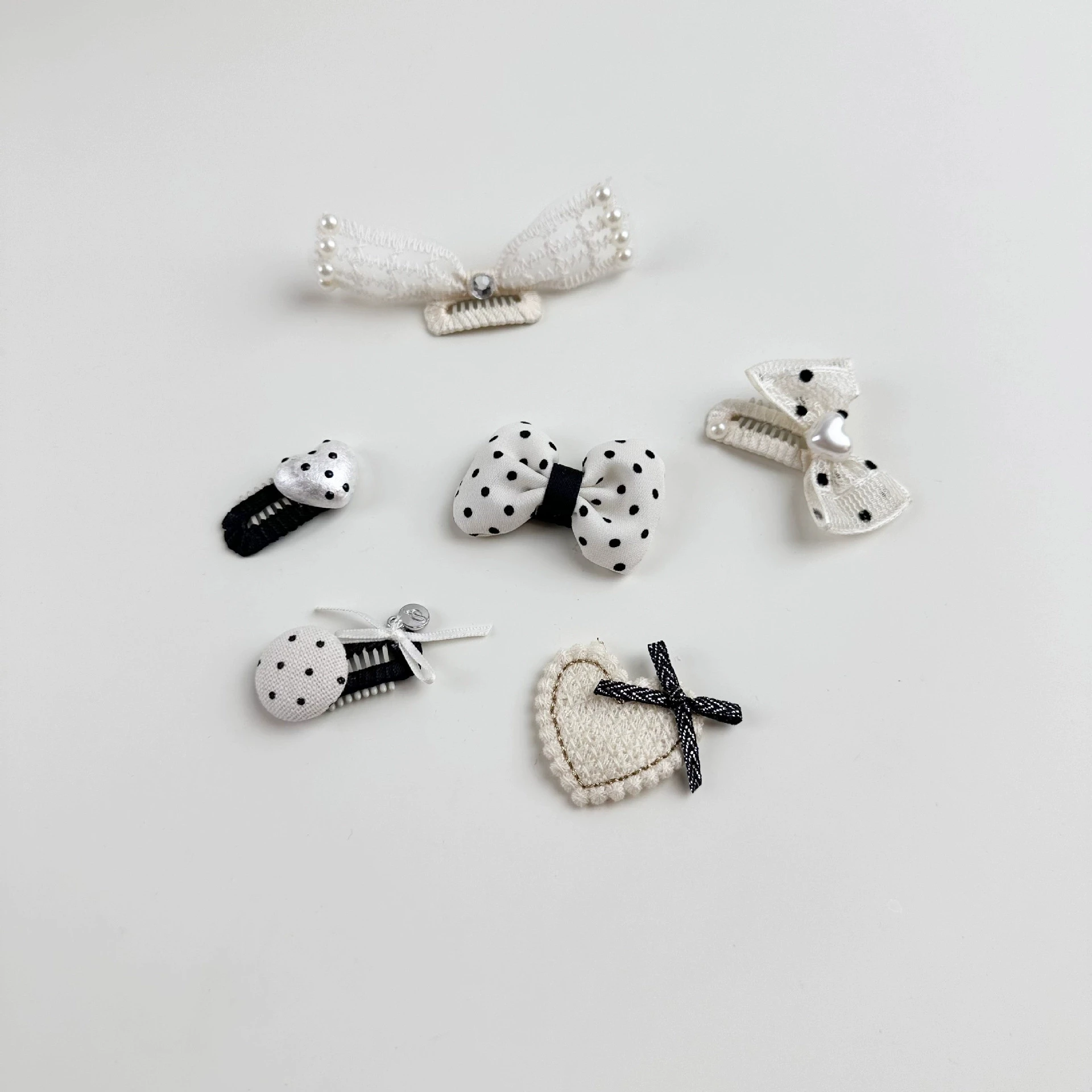 6pcs French Small Floral Cream Bow Hairpin for Baby Mini Hair Clip Suitable Wispy Children's Hair Clip Baby Girl Fine Hair Clamp