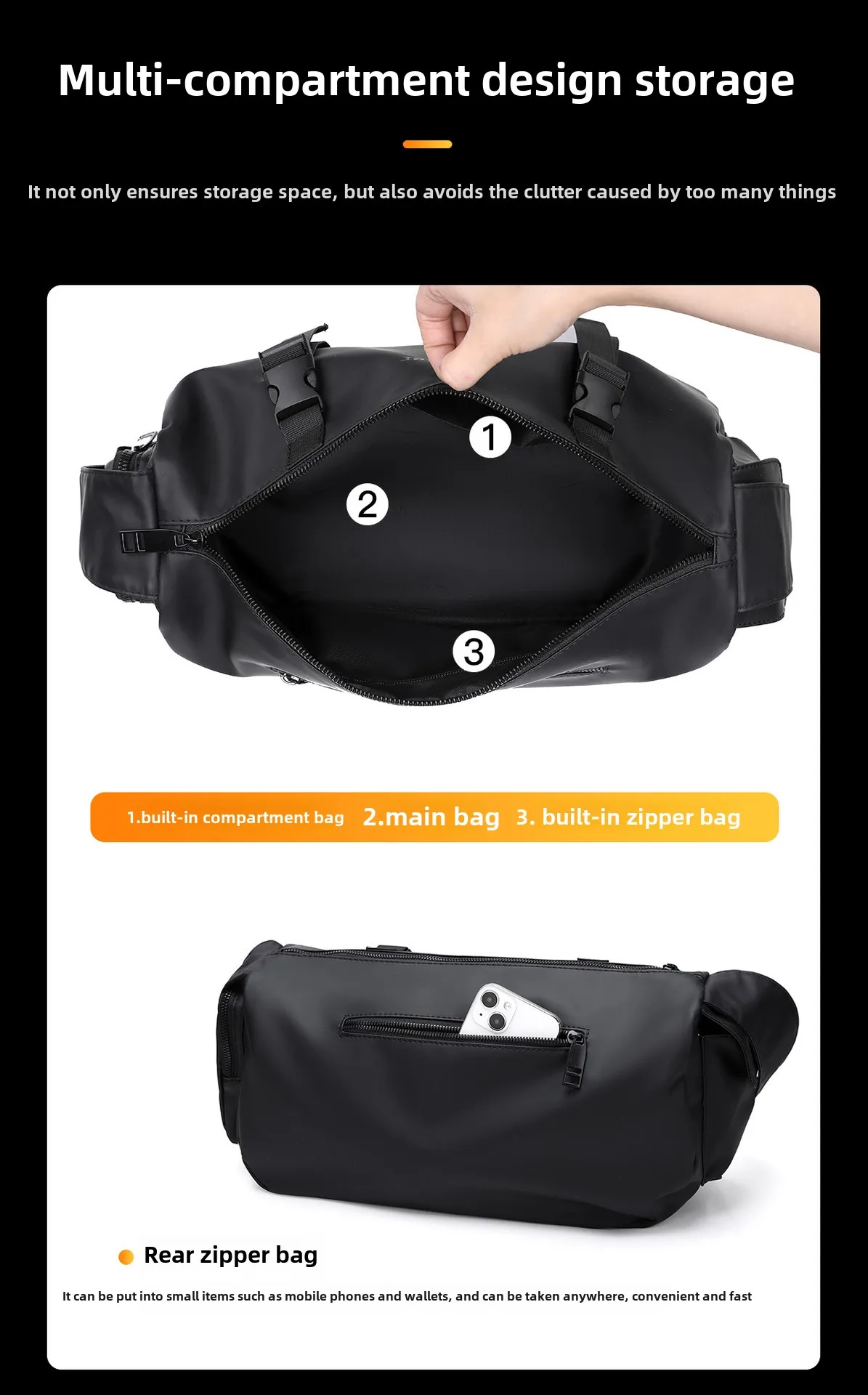 New High-end Men's Membrane Shoulder Bag with Large Capacity, Trendy and Multifunctional Crossbody Bag, Waterproof Sling Bag