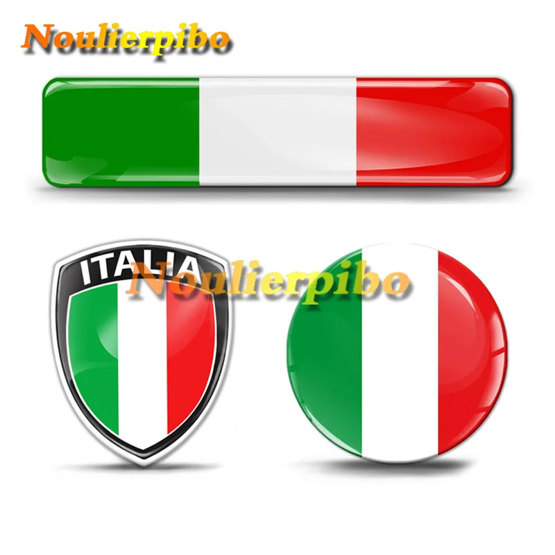 3D Gel Silicone Dome Italian Flag Sticker Die Cut Vinyl Logo Badge Car Window Inner Bumper Trunk Motorcycle Decal