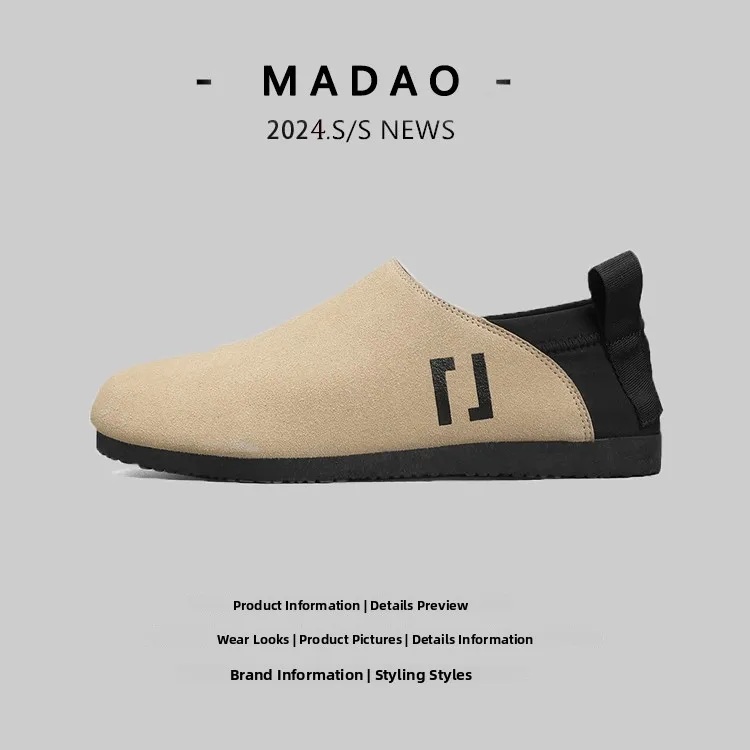 Men's Summer Casual Slip-On Driving Fashionable Beijing Old School Flat Heel round Toe Light Weight Breathable Leather Shoes