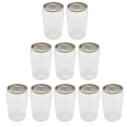 10 Pcs Pull Lid Storage Bottles Clear PET Containers Food Grade Beverage Cups Water Juice Coffee Transparent Packaging Cans