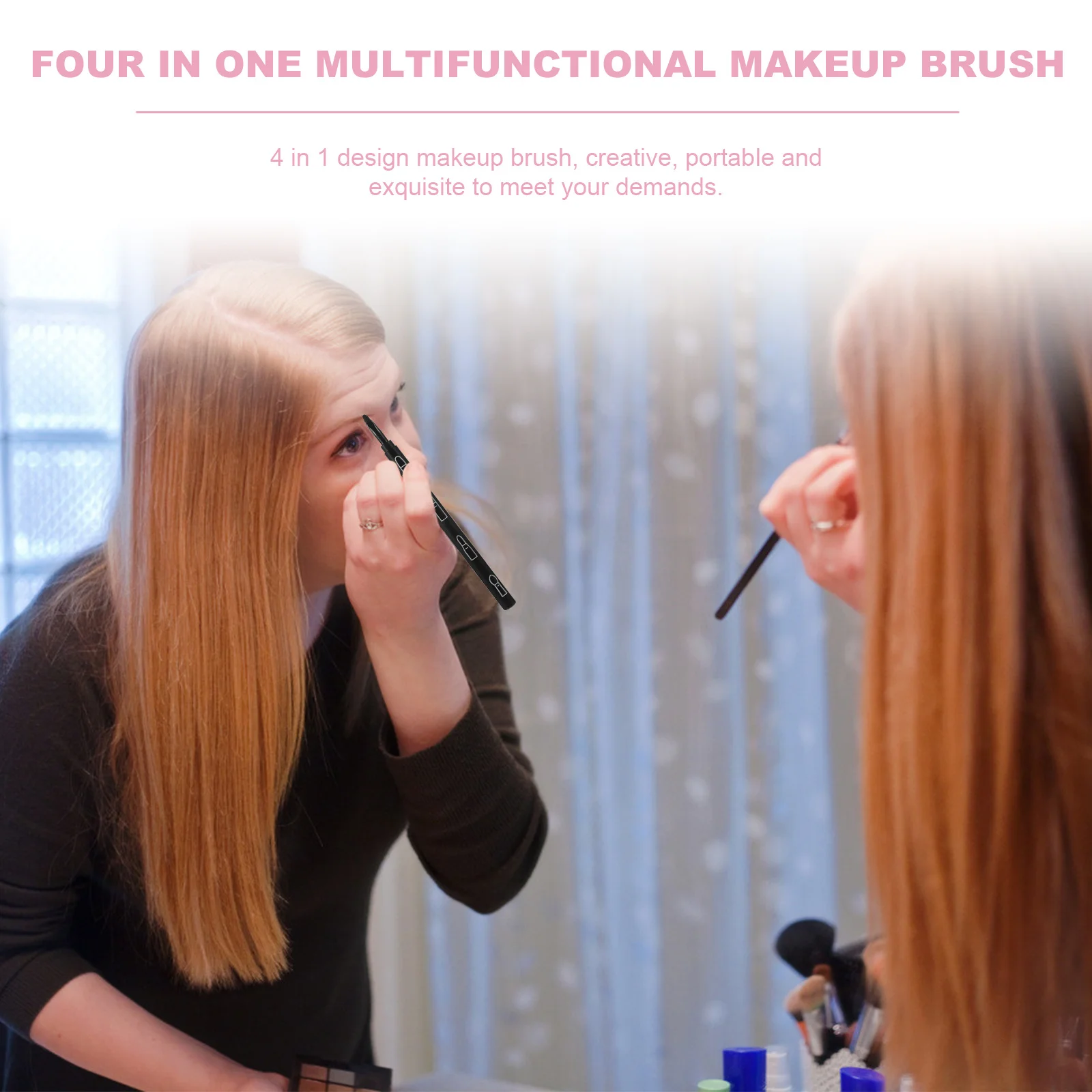 Ensemble de pinceaux de maquillage multifonctionnels 4 en 1, outil Portable pour fard à paupières, lèvres, sourcils, Eyeliner, pour femmes
