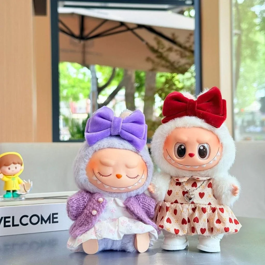 

Мини-кукольная одежда, аксессуары для одежды для Ropa Labubu 15-17 см и хлопковая кукла 10 см с бантом Love Bud, комплект юбки, одежда