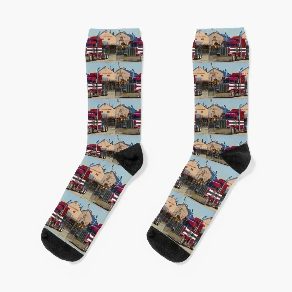 

Peterbilt with blue lights Socks cute Wholesale heated Socks Woman Men's