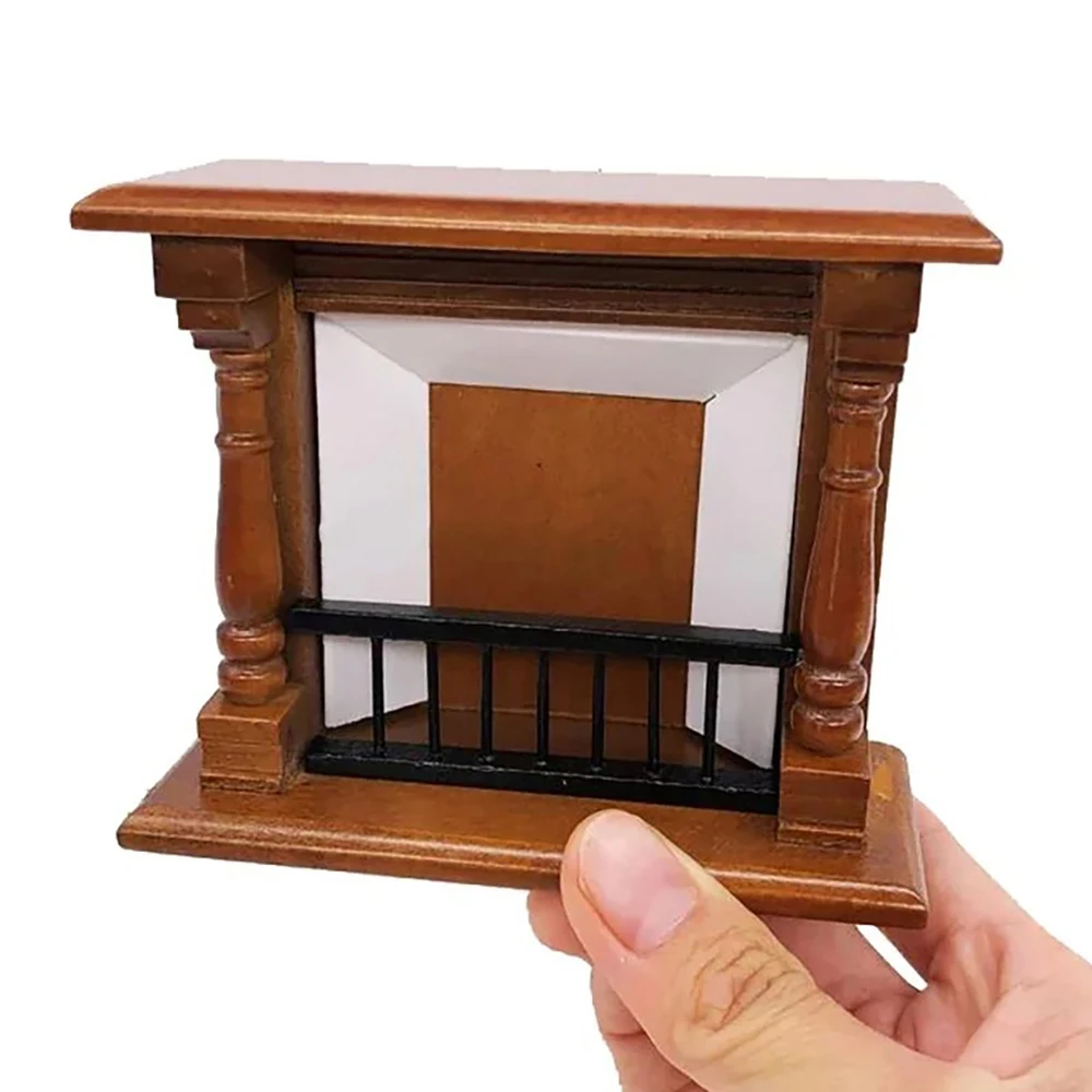 1/12 Dollhouse Miniature Wooden Fireplace Mini Stove Furniture Model Toy for Doll House Accessories Decoration ob11