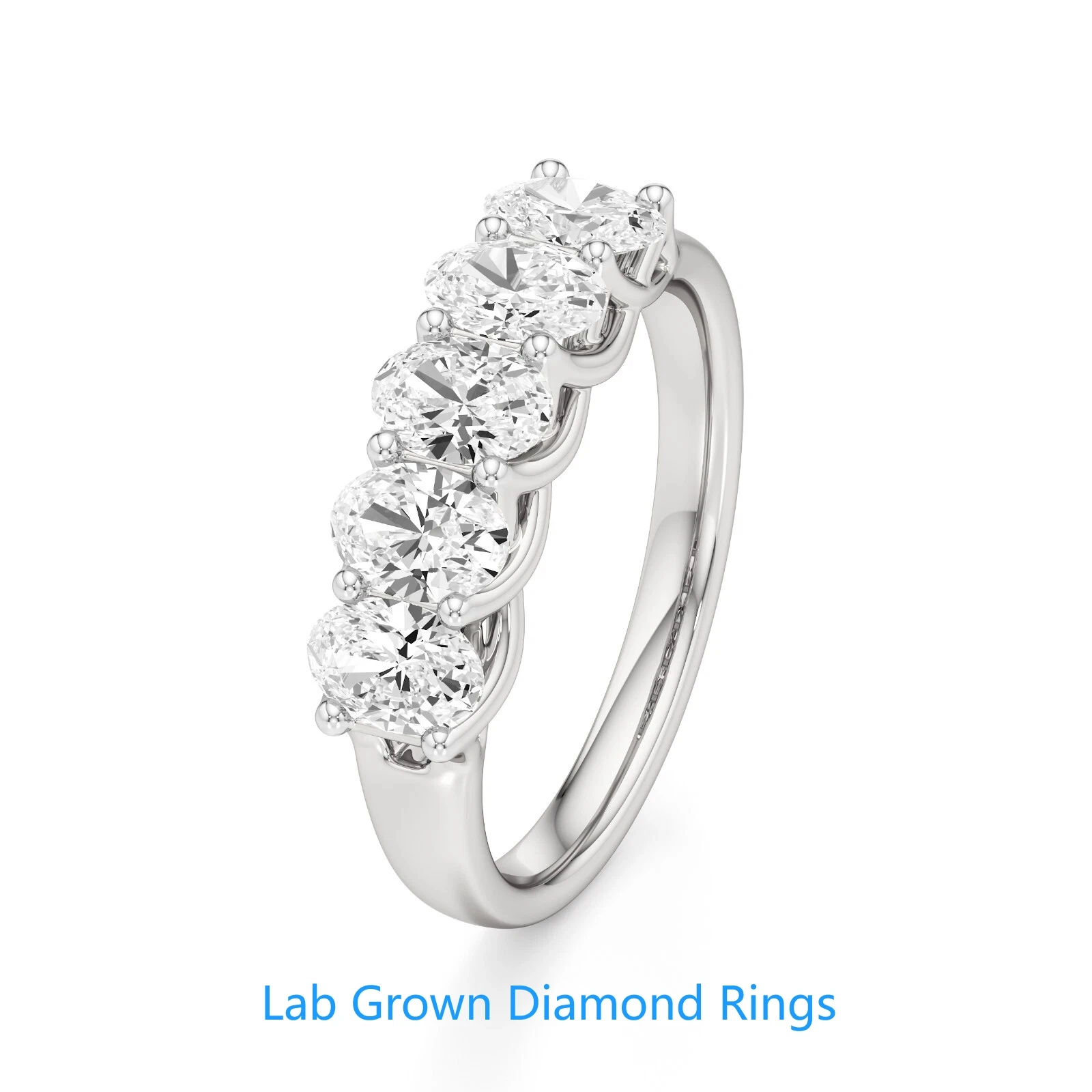 Hochwertiger Platin 950 Ovalschliff Laborgezüchteter Diamant-Verlobungsring 1,50 Karat Gesamtgewicht, 0,3 Karat pro Stein, Eleganter Damen-Brautring, Premium – Detail 6