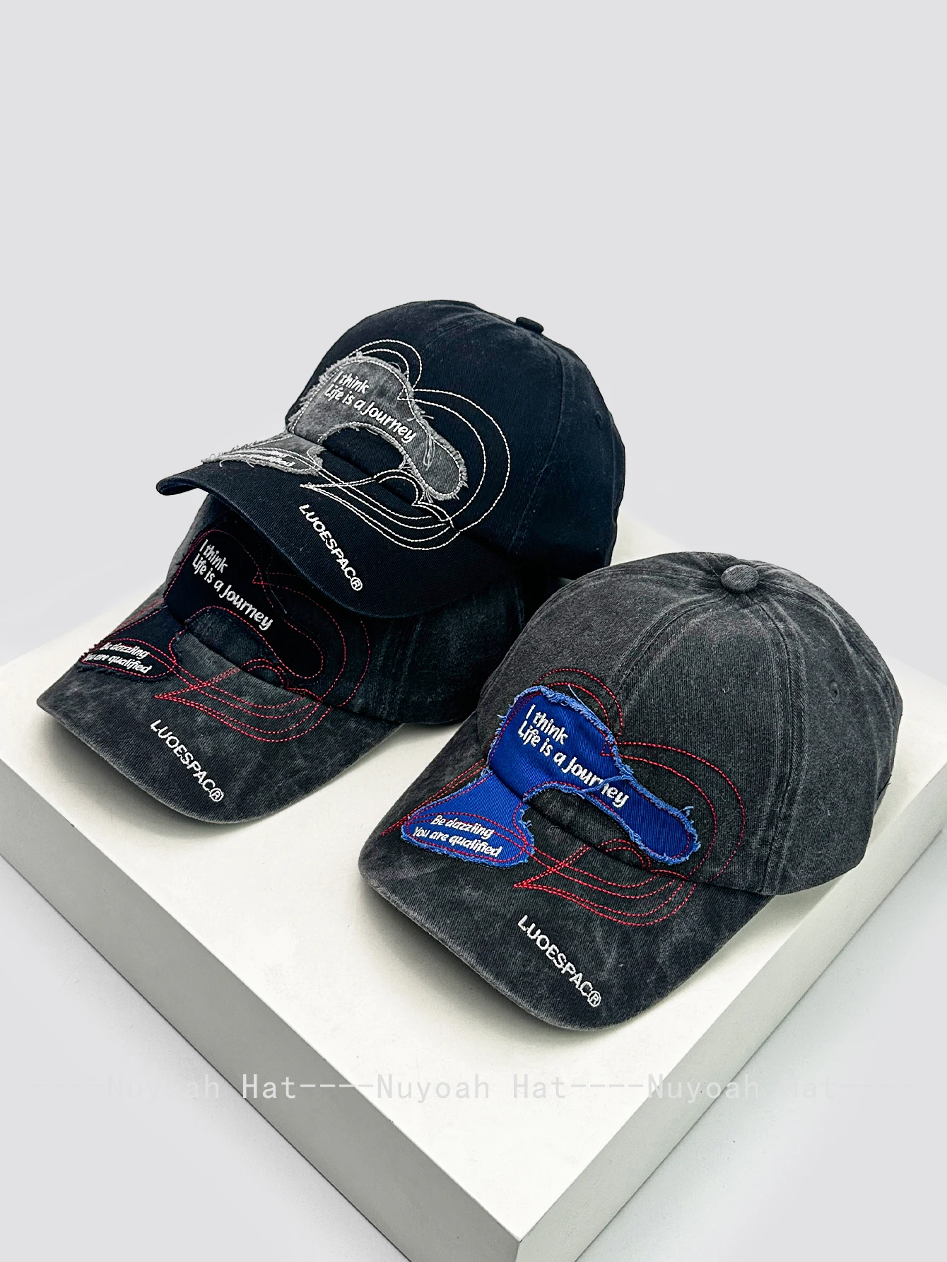 

Spring and summer new embroidered sticker letter baseball hat men's and women's sunshade washed hip hop cap