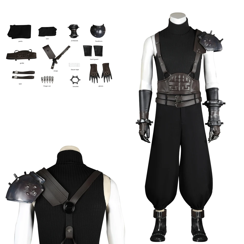 FF7 Rebirth Cloud RPG fantasia masculina, roupas para adultos, jogo de anime, Final Fantasy VII, festa de Halloween